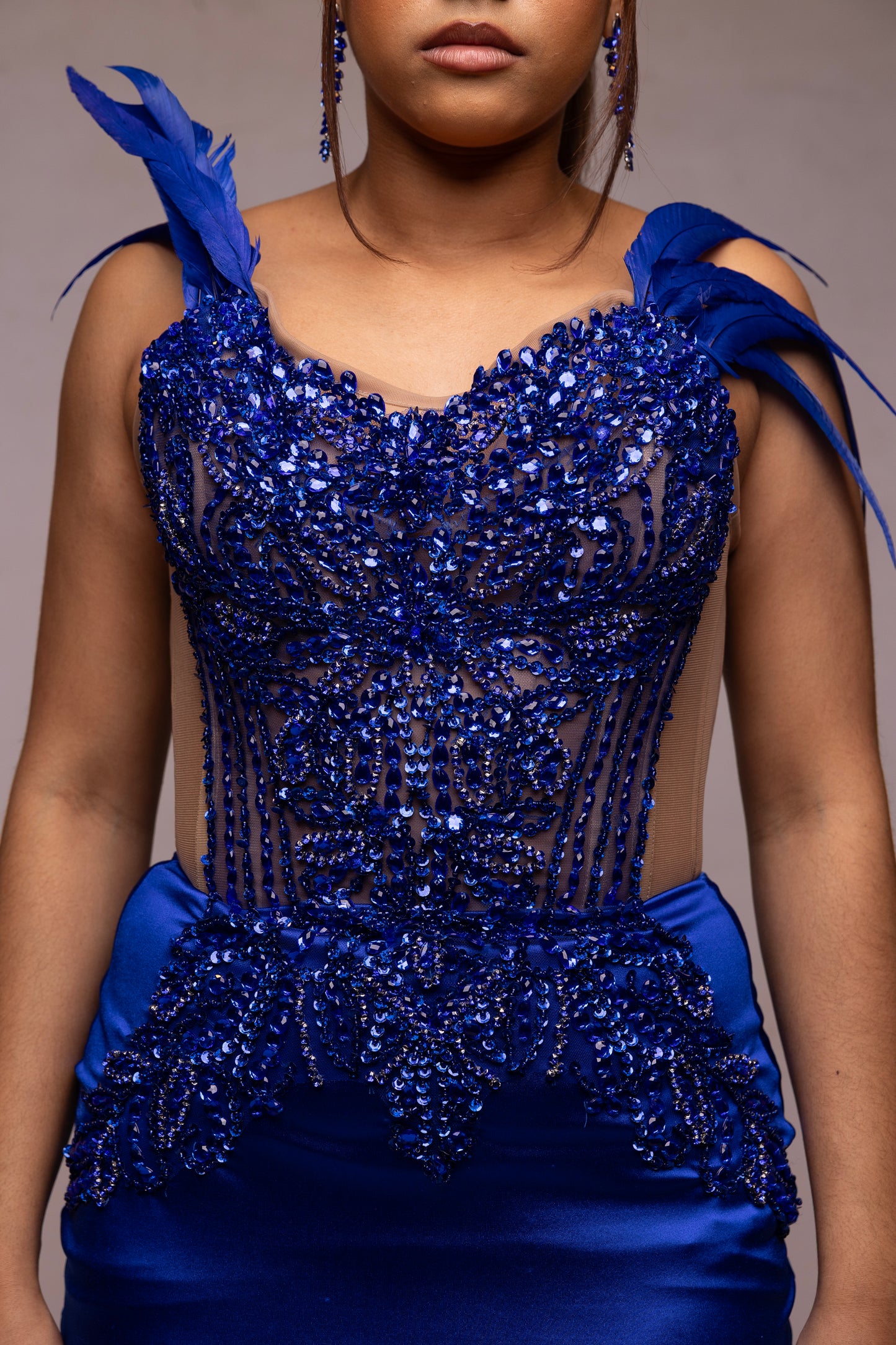 Amina Gown with feathers