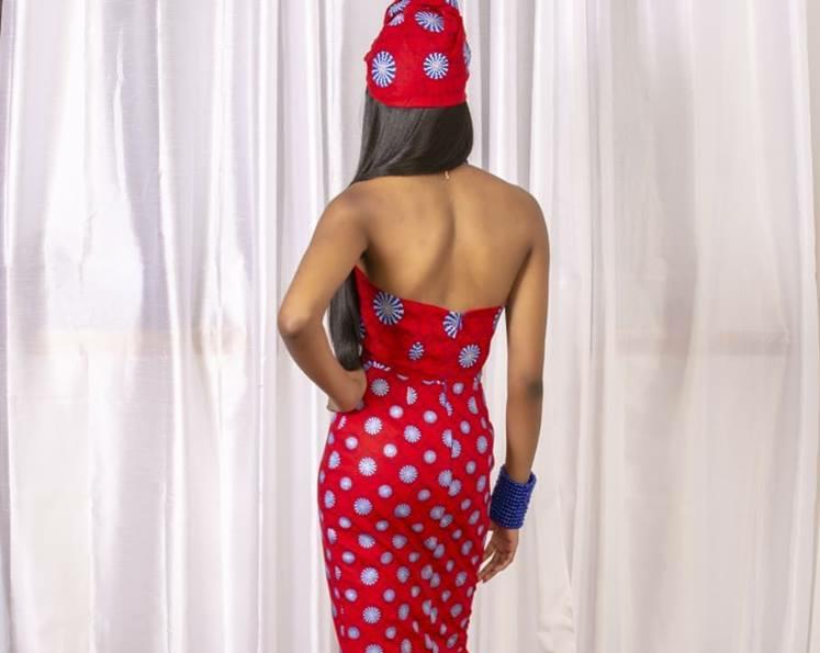 Red African Print mini Dress