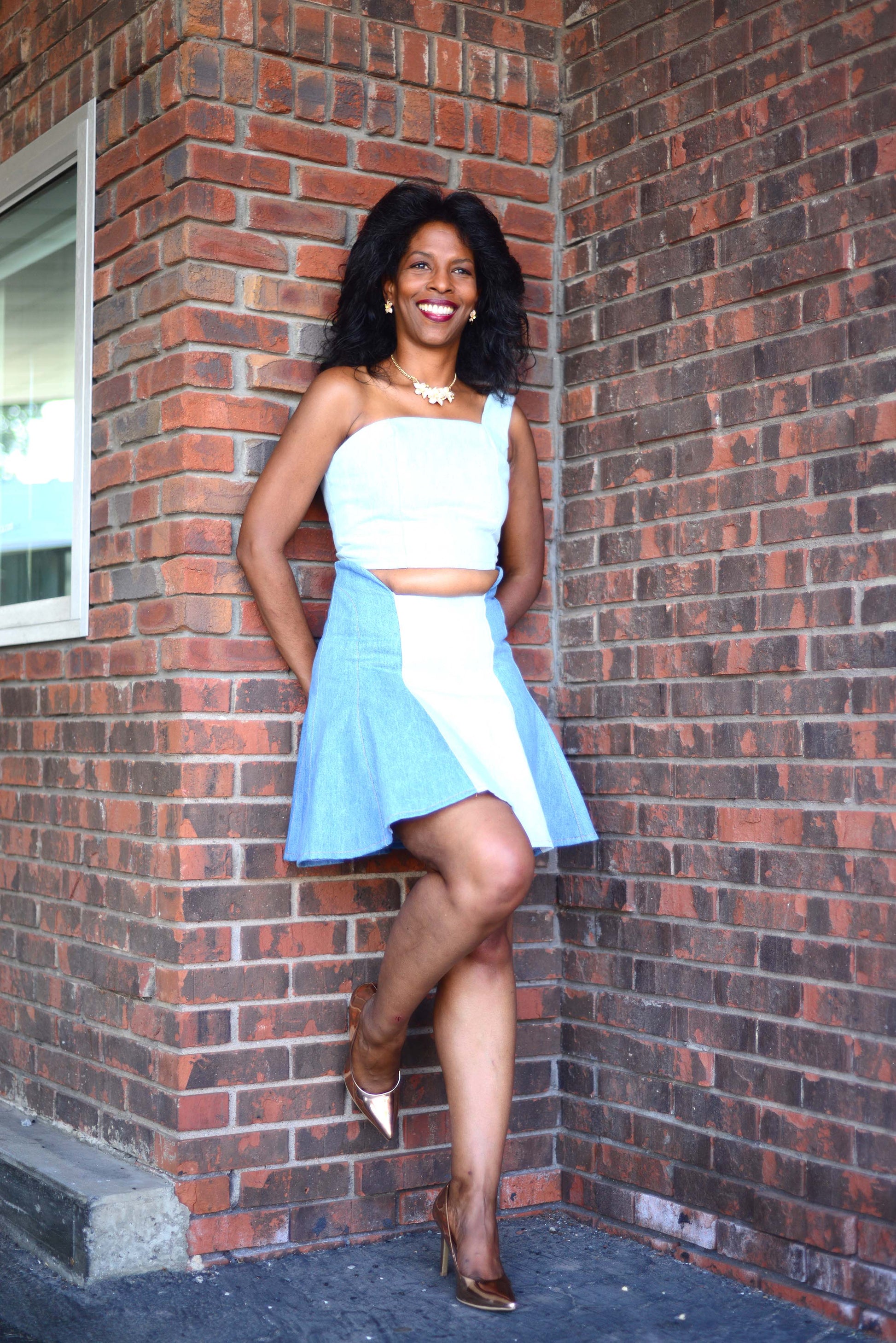 Flared denim skirt 2 piece Karlene Lindsay Designs LLC Flared denim skirt 2 piece Karlene Lindsay Designs LLC