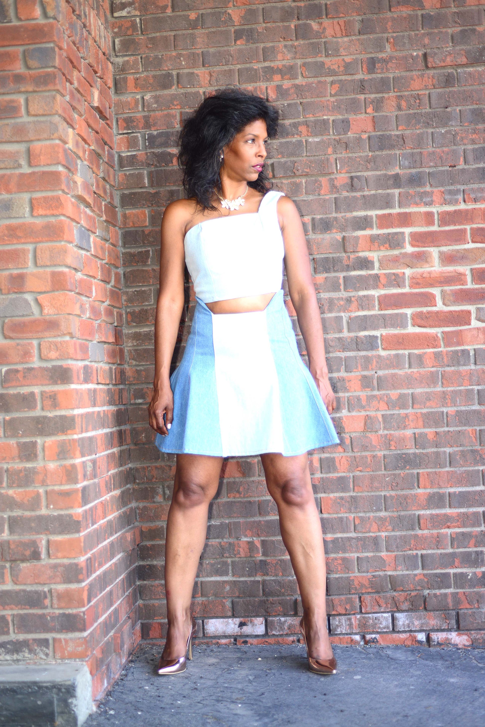 Dress - Flared Denim Skirt 2 piece