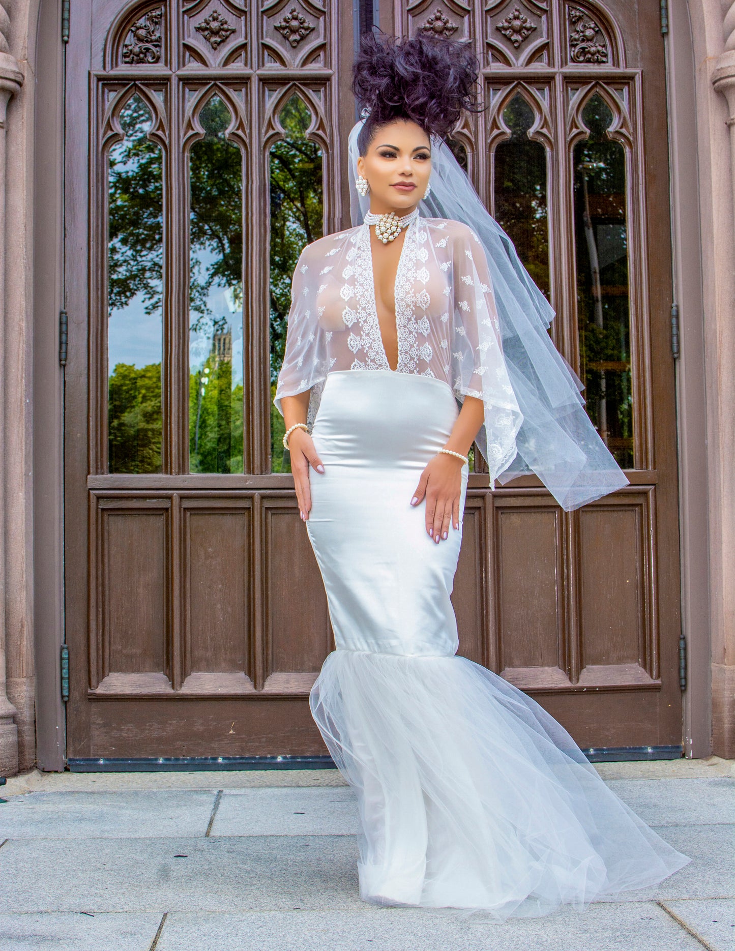 Wedding- Sexy cape sleeve wedding dress