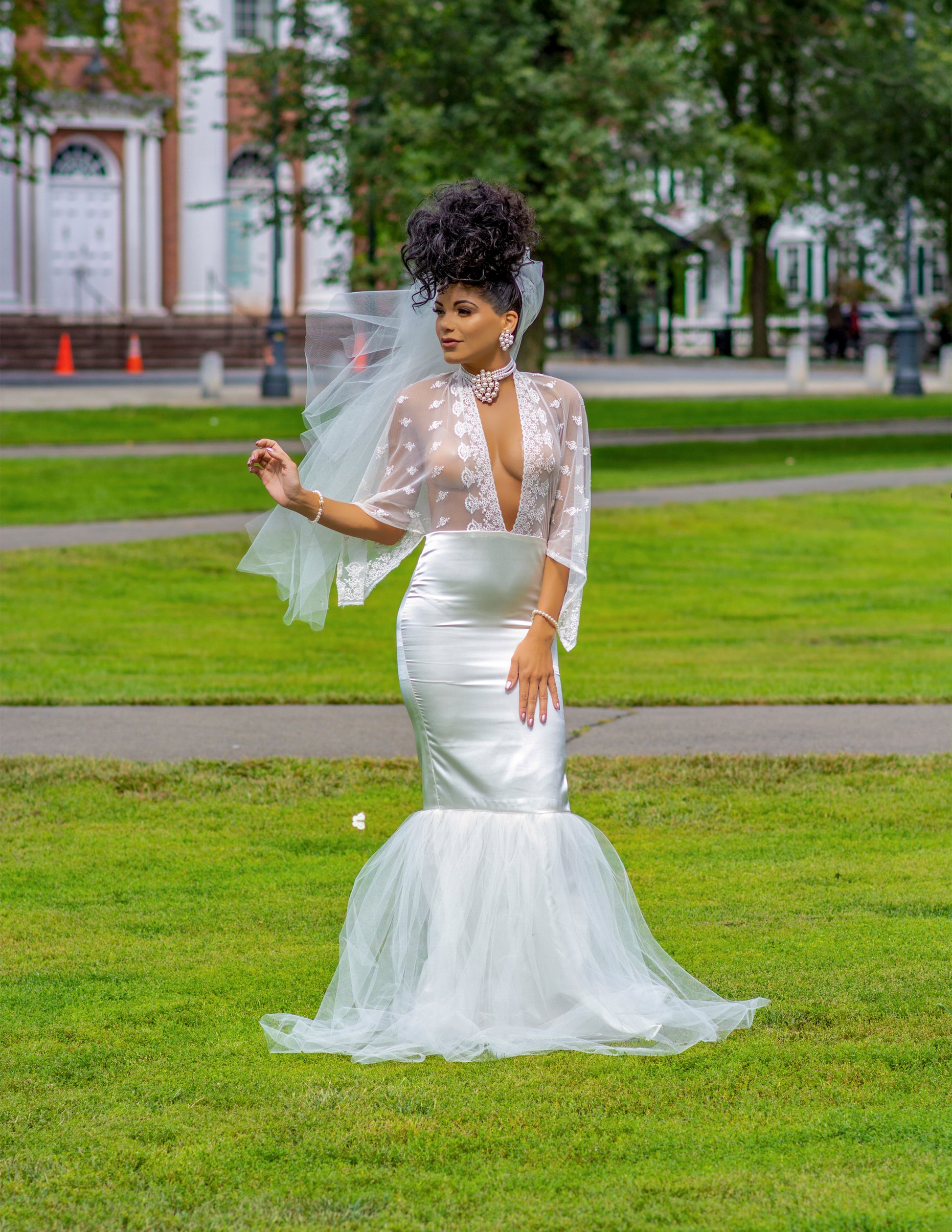 Wedding- Sexy cape sleeve wedding dress